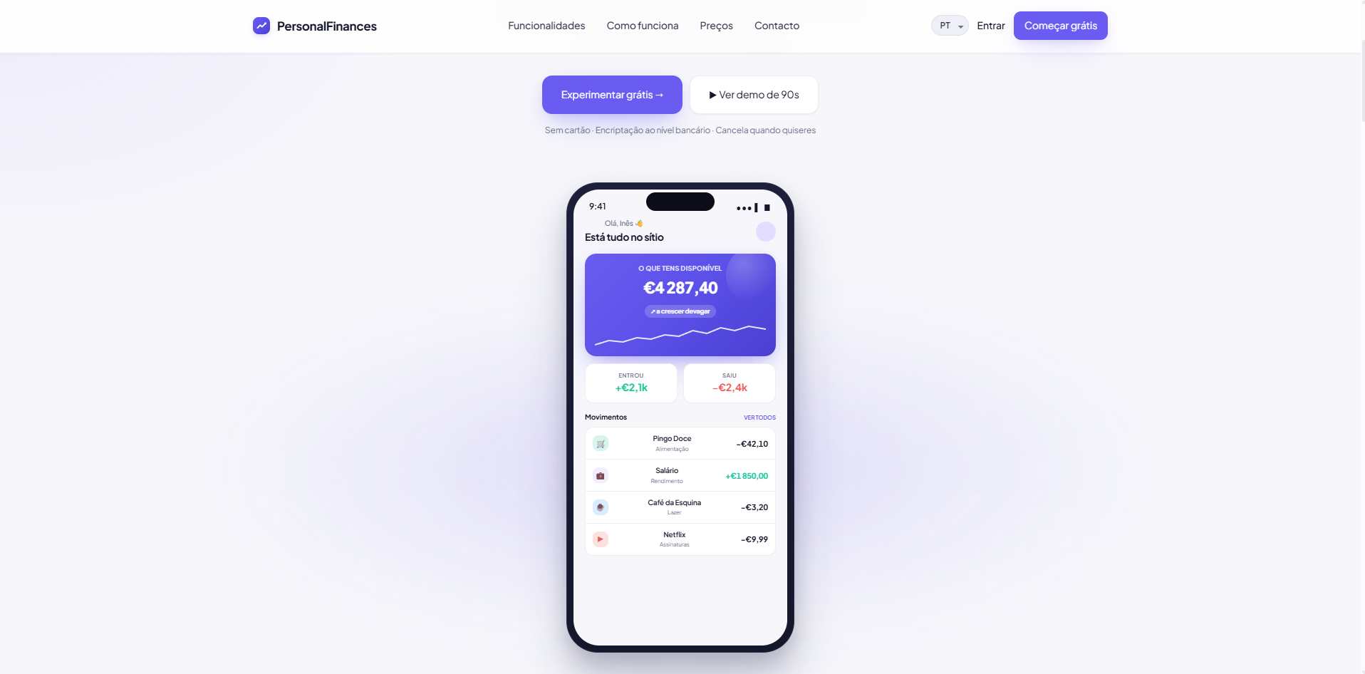 PersonalFinances - landing